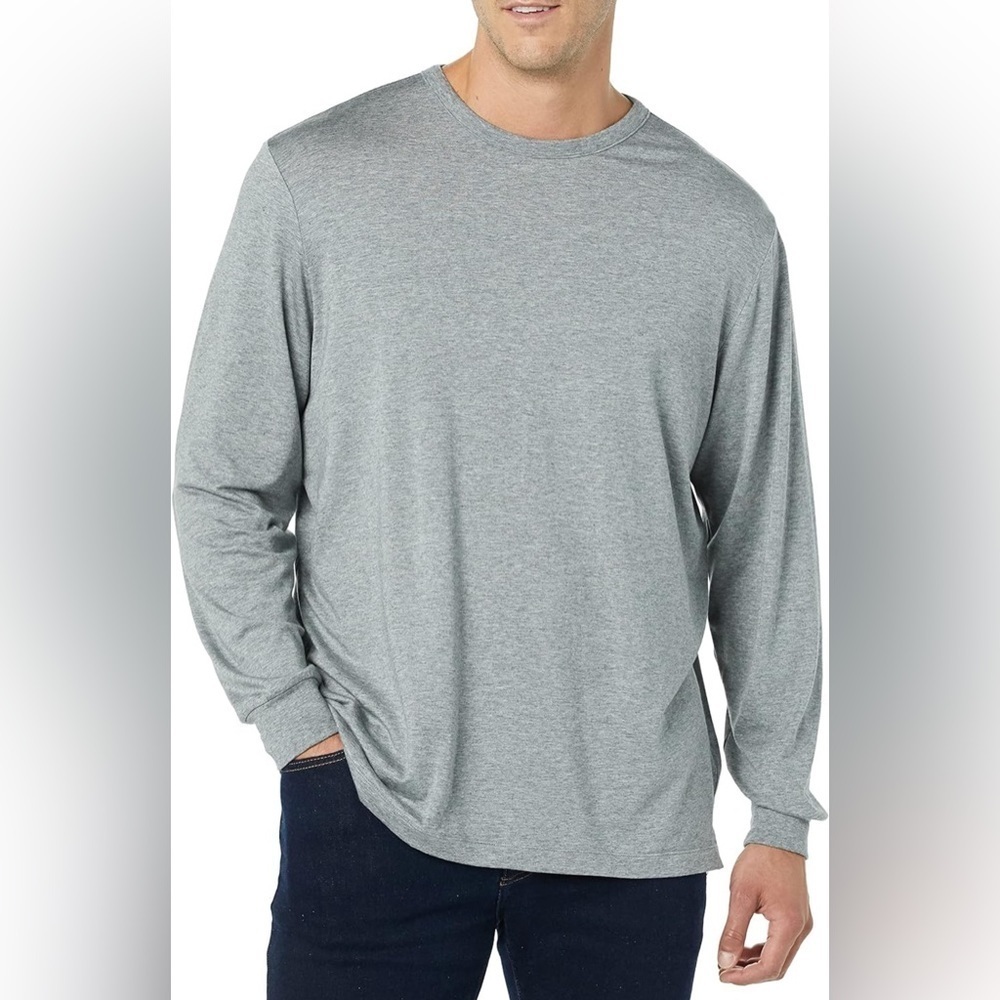 0312 - AMAZON Men’s Medium Relaxed Fit Long Sleeved Gray T-Shirt